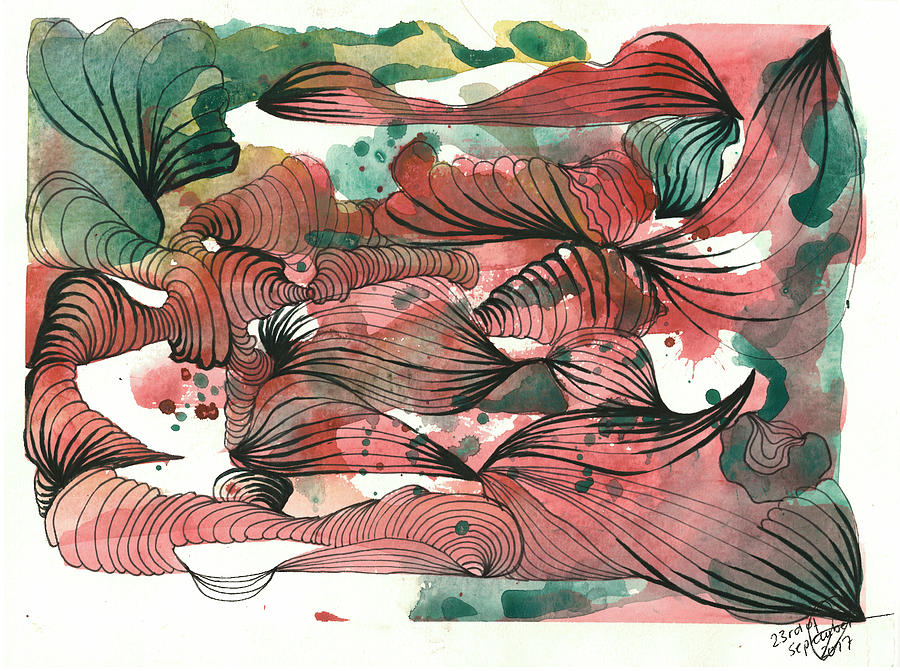 Abstract Drawing - Juicy Waves by Julia Zoellner