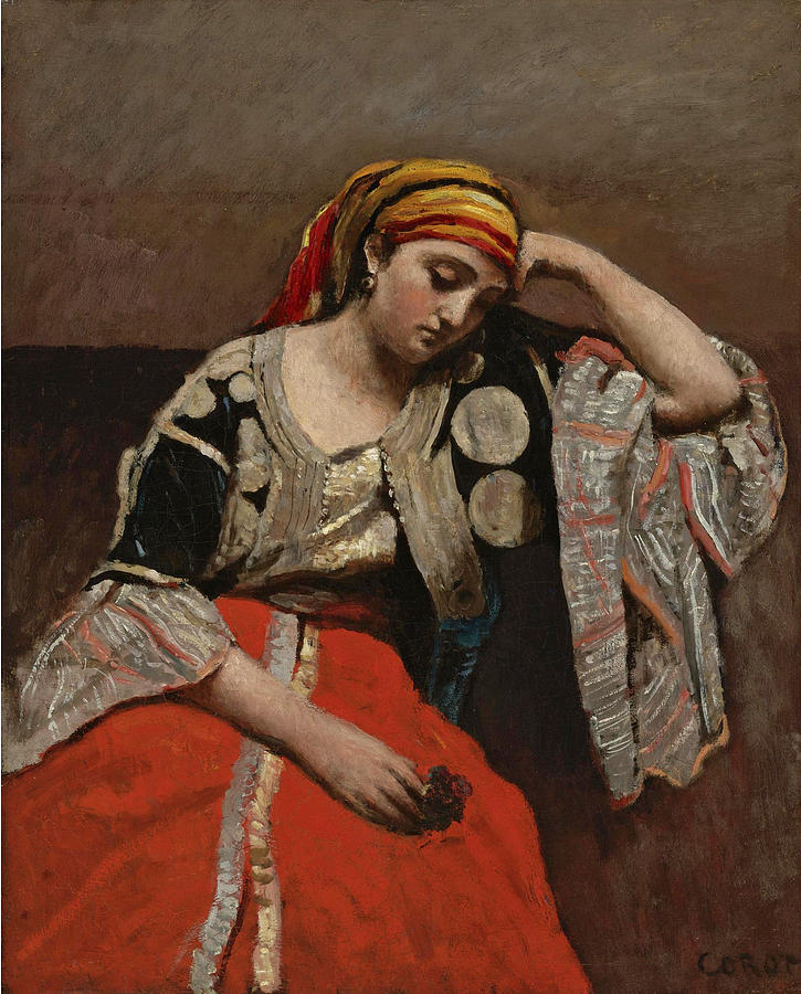 Juive dAlger. LItalienne Painting by Jean-Baptiste-Camille Corot