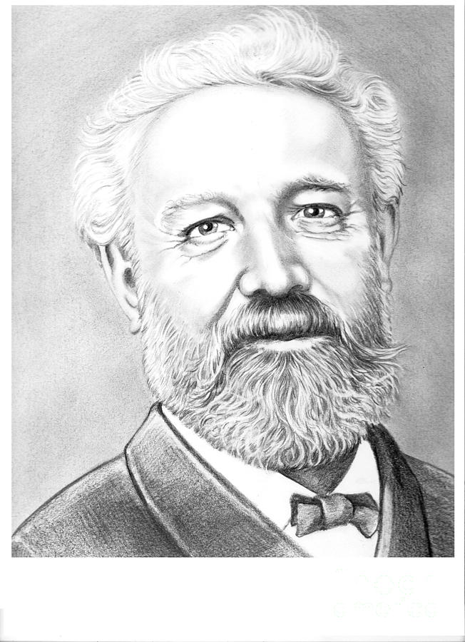 Science Fiction Drawing - Jules Verne by Murphy Elliott
