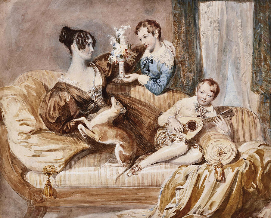 Julia Hardwick, nee Shaw, with her two sons Painting by Daniel Maclise