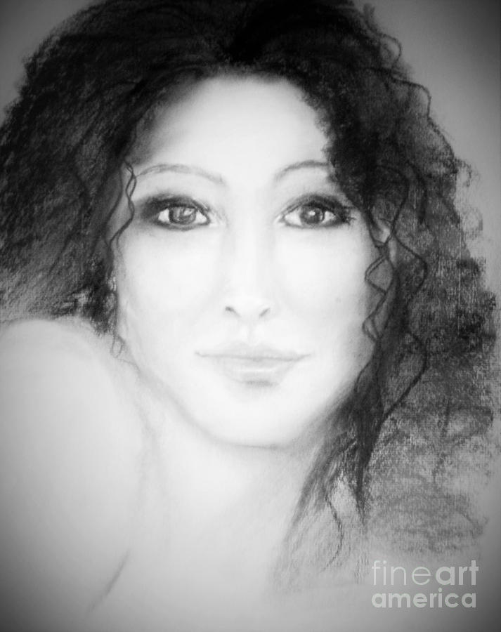 Julia in black and white Pastel by Angela Cartner