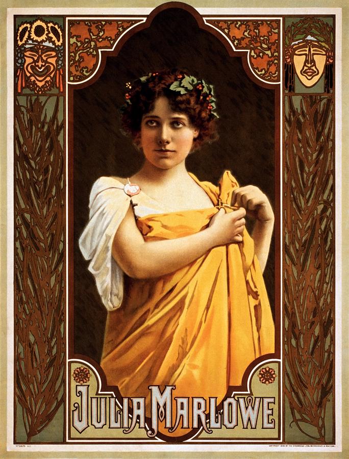 Julia Marlowe, Broadway theatrical poster, 1899 Painting by Vincent Monozlay