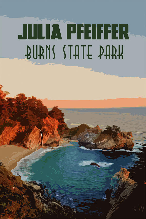 Julia Pfeiffer state park, California Painting by AM FineArtPrints