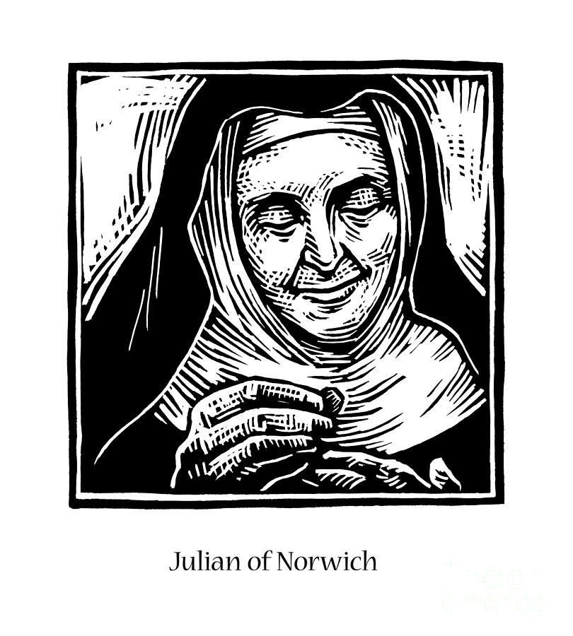 Julian of Norwich - JLJUN Painting by Julie Lonneman