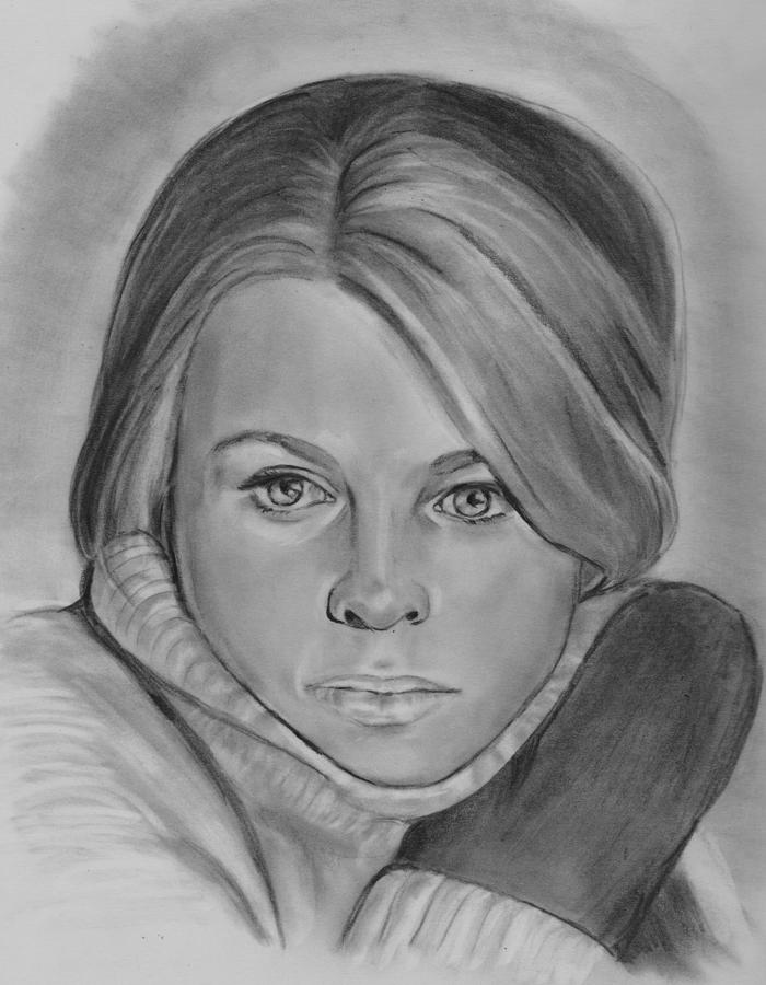 Portrait Of A Celebrity Drawing - Julie Christie as Laura by Barb Baker