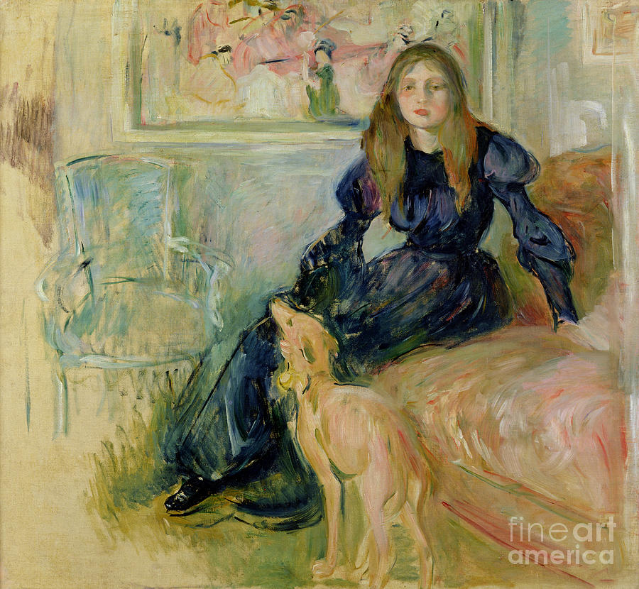 Julie Manet and her Greyhound Laerte Painting by Berthe Morisot