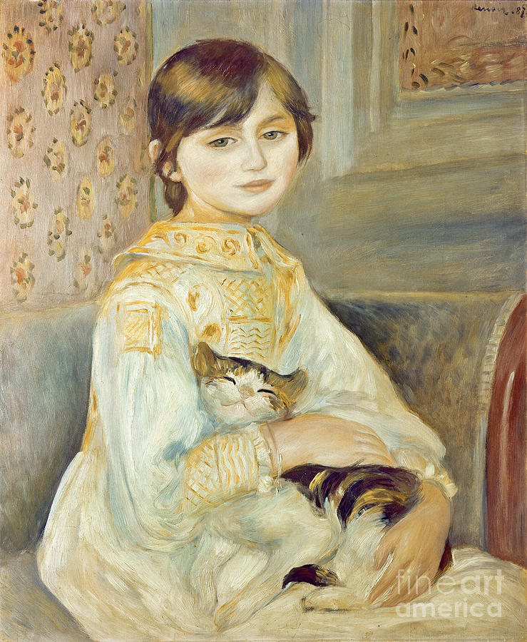 Julie Painting - Julie Manet With Cat by Pierre Auguste Renoir Julie Painting - Julie Manet With Cat by Pierre Auguste Renoir