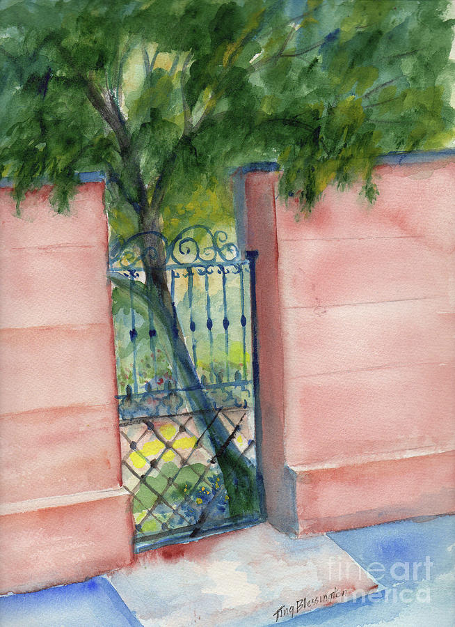 Garden Painting - Juliette Low Garden Gate by Doris Blessington