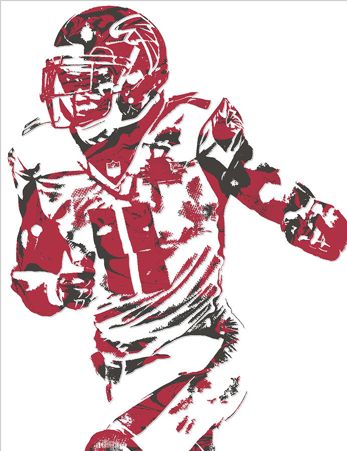 Julio Jones Atlanta Falcons Pixel Art 4 Greeting Card by Joe Hamilton