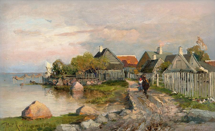 Julius Von Klever, Fishermen S Village In Haapsalu. Painting By ...