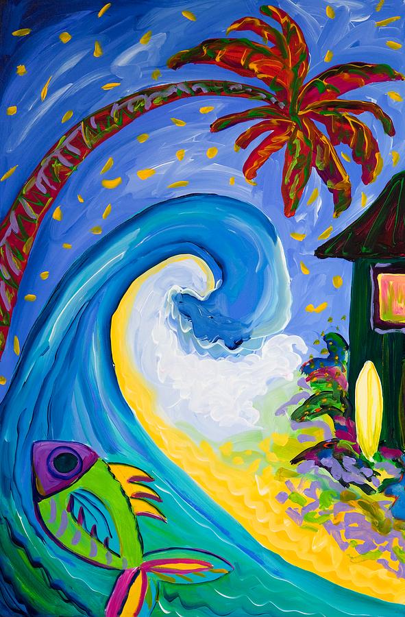 Fish Painting - July 4th Surfing by Beth Cooper