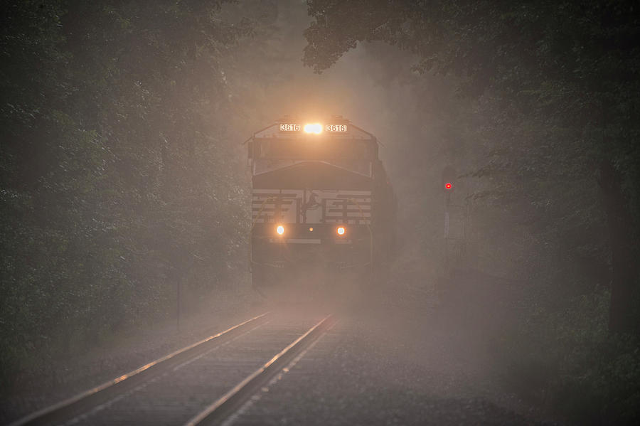 July 6 2016 Norfolk Southern Tier4 engine 3616 in Fog Photograph by Jim Pearson