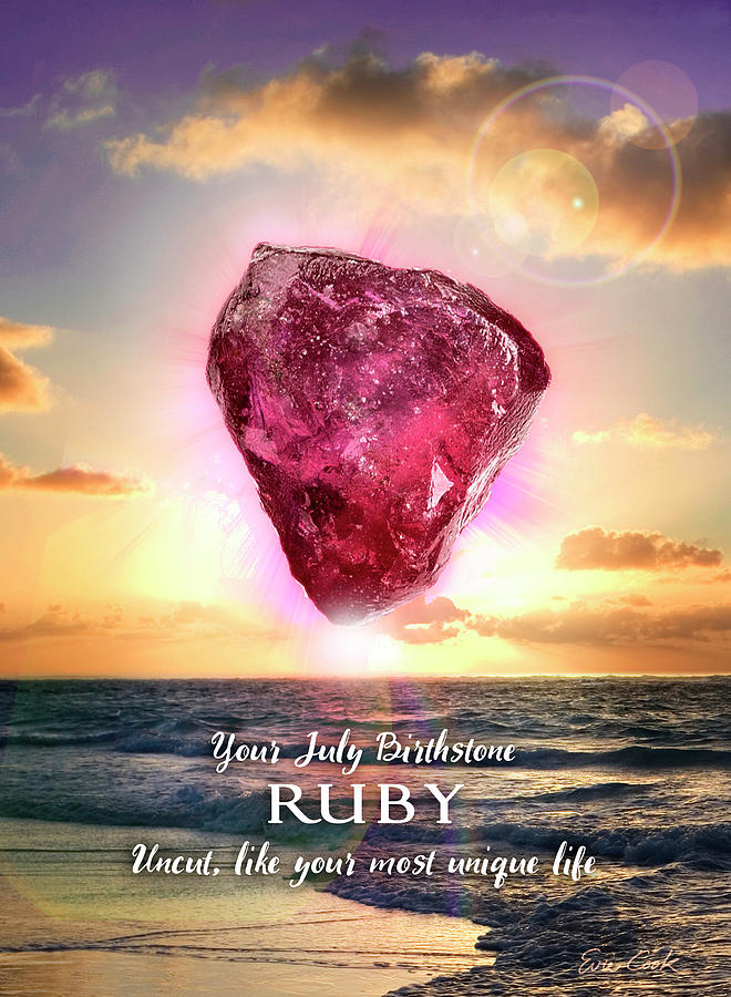 July Birthstone Ruby Digital Art by Evie Cook