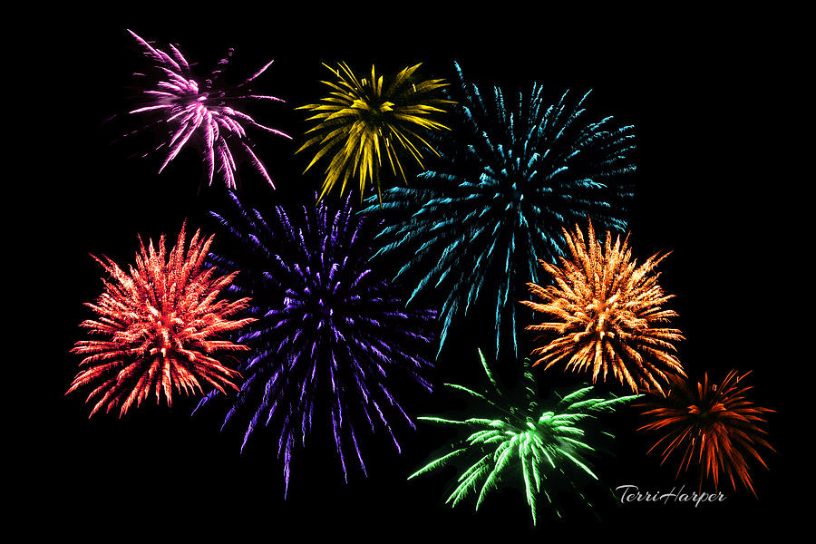 July Fireworks Montage Photograph by Terri Harper