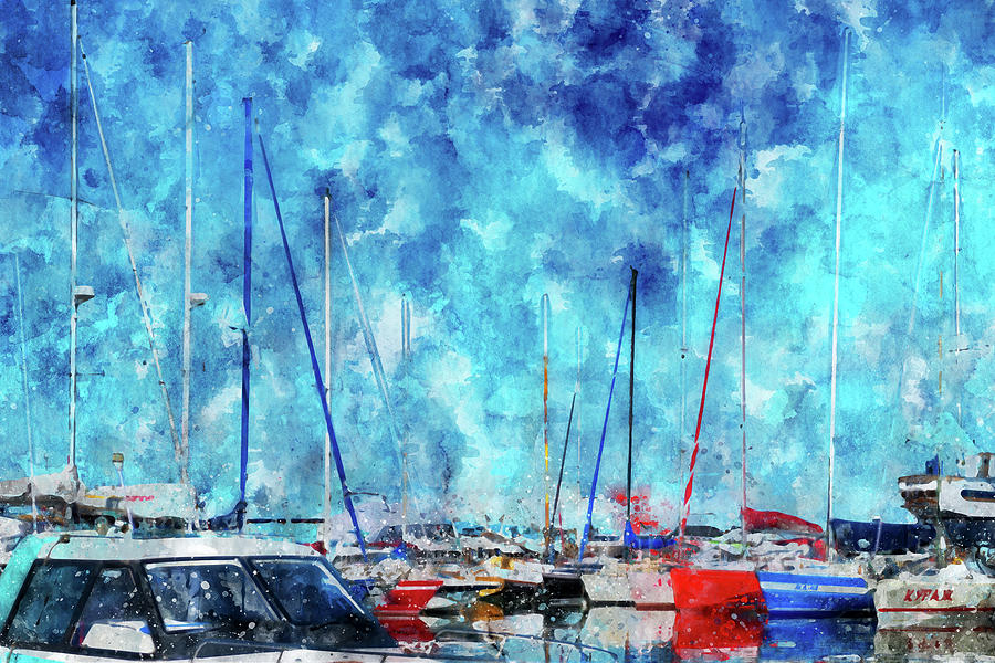 Summer Time Mixed Media - July Lines In Watercolors by Mariia Kalinichenko Summer Time Mixed Media - July Lines In Watercolors by Mariia Kalinichenko
