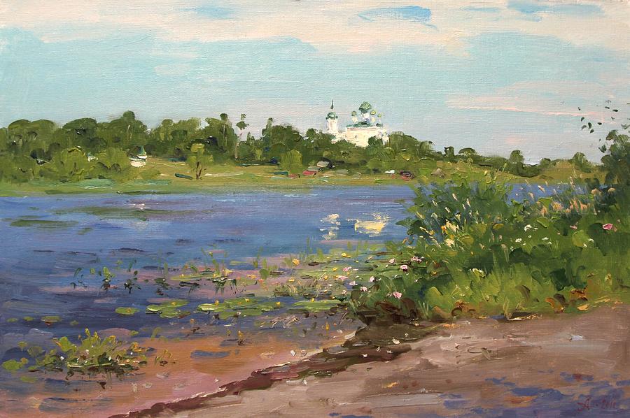 Summer Painting - July on Volkhov river by Alexander Alexandrovsky