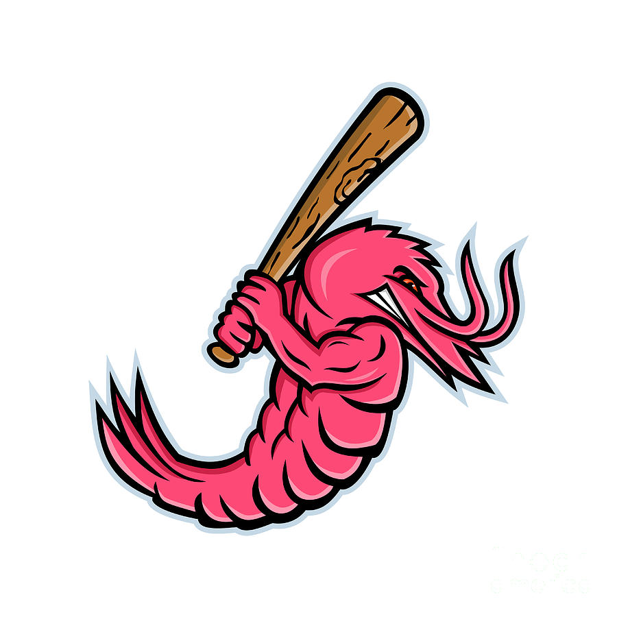 Jumbo Shrimp Baseball Mascot Digital Art by Aloysius Patrimonio - Fine ...