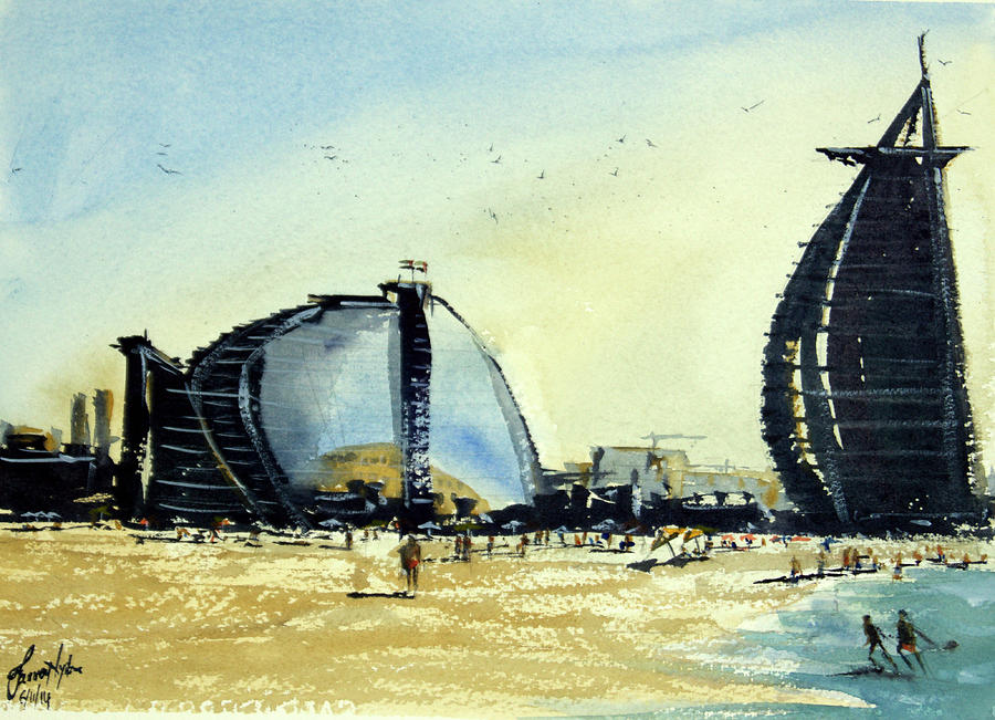 Beach Painting - Jumeirah Beach by James Nyika
