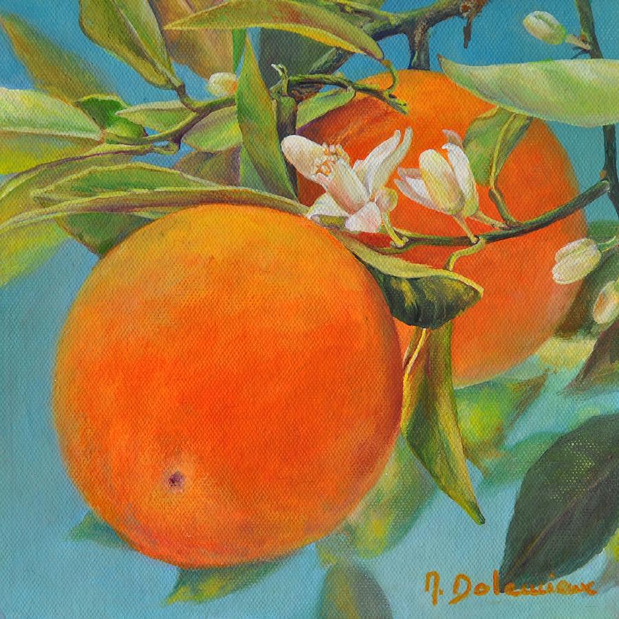 Jumelles Orange Painting by Muriel Dolemieux