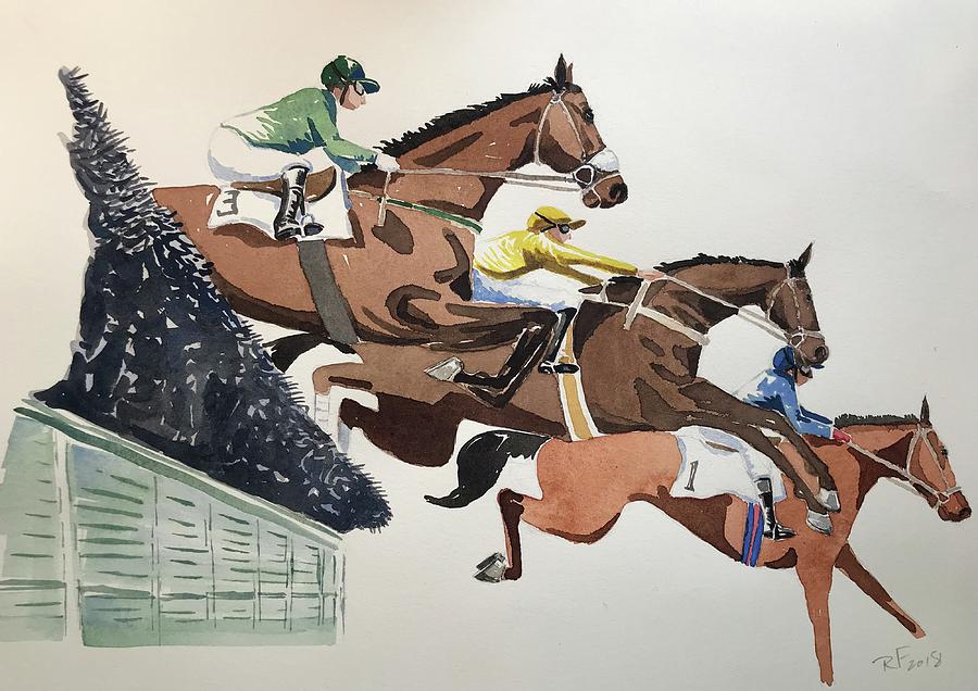 Jump Jockeys Painting by Robert Fugate