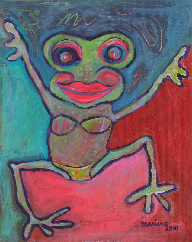 Frog Painting - Jump  by Marlene Robbins