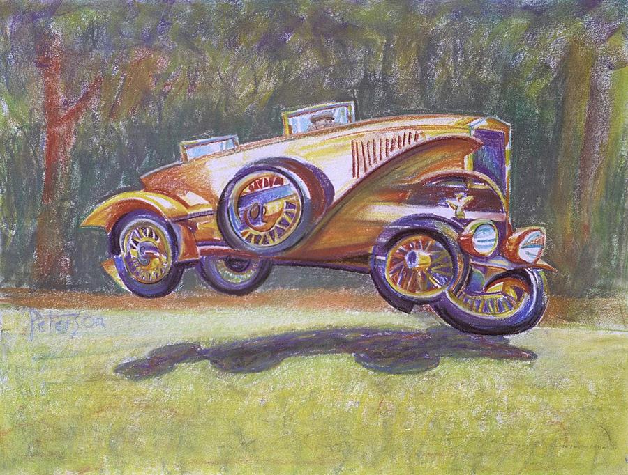 Antique Car Drawing - Jumpin Auburn Car by Gary Peterson Antique Car Drawing - Jumpin Auburn Car by Gary Peterson