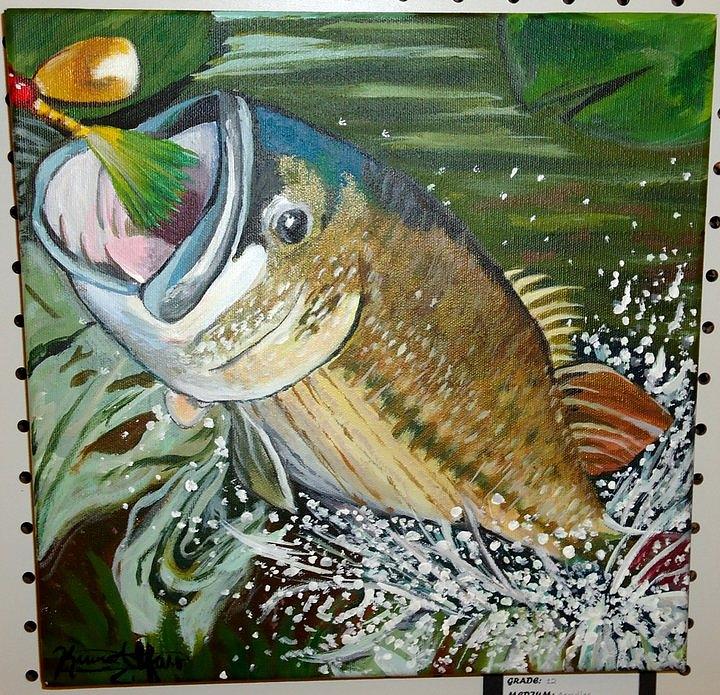 Jumping Bass Painting by Karina Alfaro