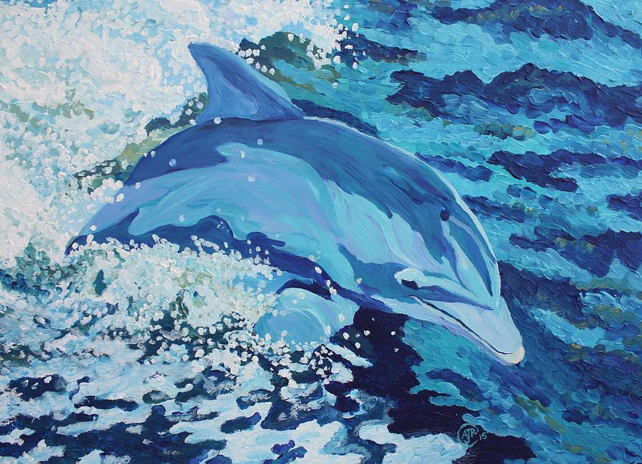 Jumping Dolphin Painting by Amber Ruehe - Fine Art America