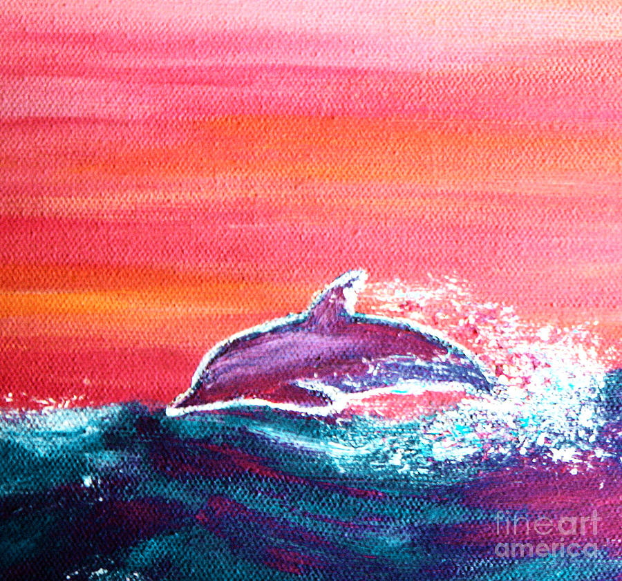Jumping Dolphin Painting by Nick Gustafson