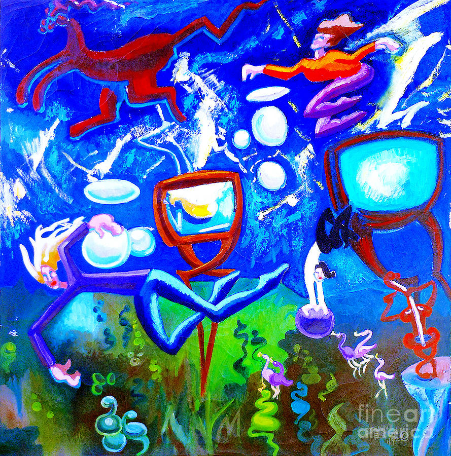 Jumping Through TV Land Painting by Genevieve Esson
