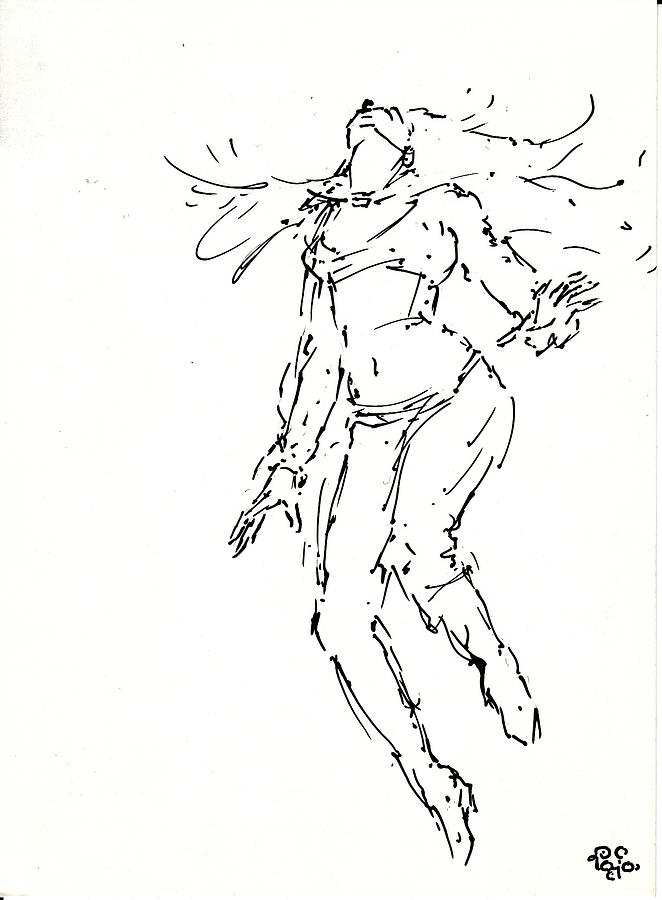 Girl, woman jumping sketch, joy canvas prints for the wall • canvas prints  success, cheerful, happiness | myloview.com