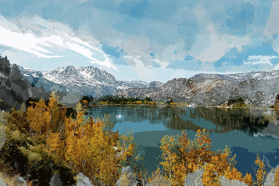 Mountain Painting - June Lake in Sierra Nevada Range of California by Elaine Plesser