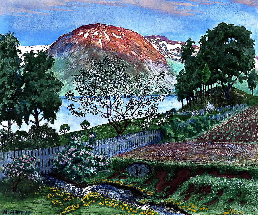 June Night in the Garden Painting by Nikolai Astrup
