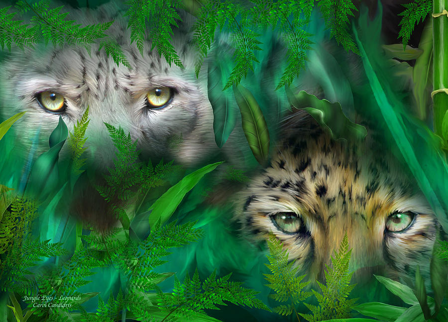 Jungle Eyes - Leopards Mixed Media by Carol Cavalaris