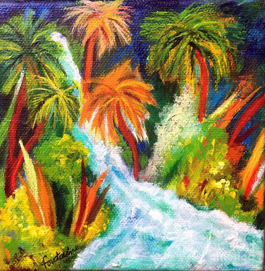 Jungle Falls Painting by Elizabeth Fontaine-Barr
