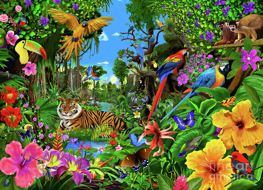 Jungle Sunrise Digital Art by MGL Meiklejohn Graphics Licensing