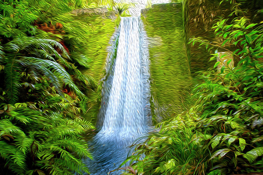 Jungle waterfall Digital Art by Les Cunliffe
