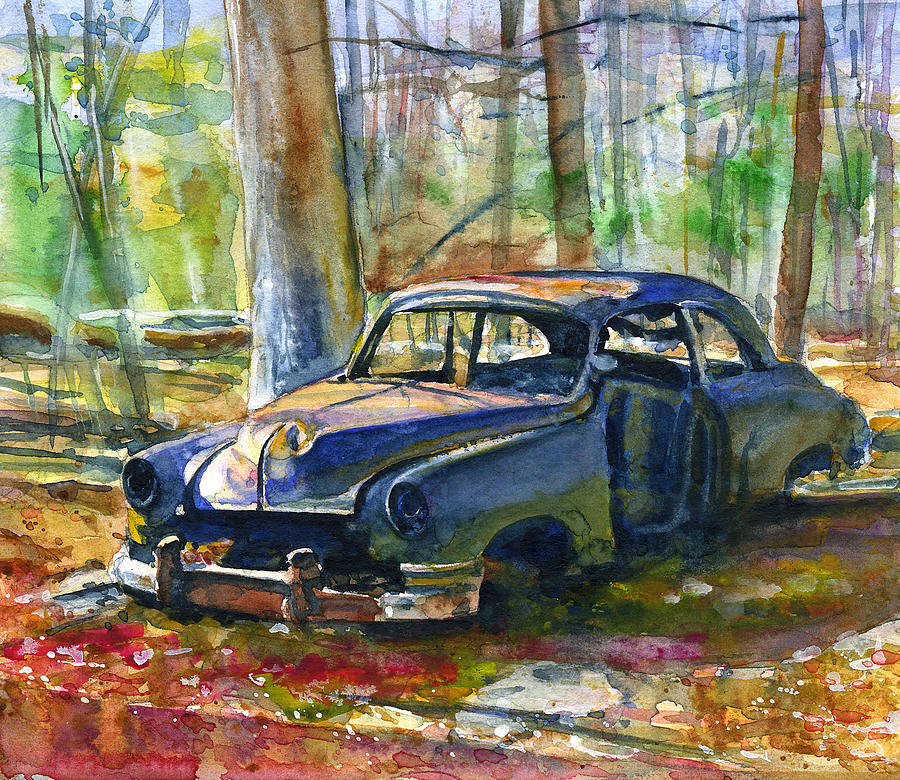 Junker at Olive Green Cabin Painting by John D Benson