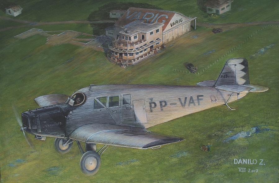 Vintage Painting - Junkers F-13 - VARIG by Danilo Zasimowicz
