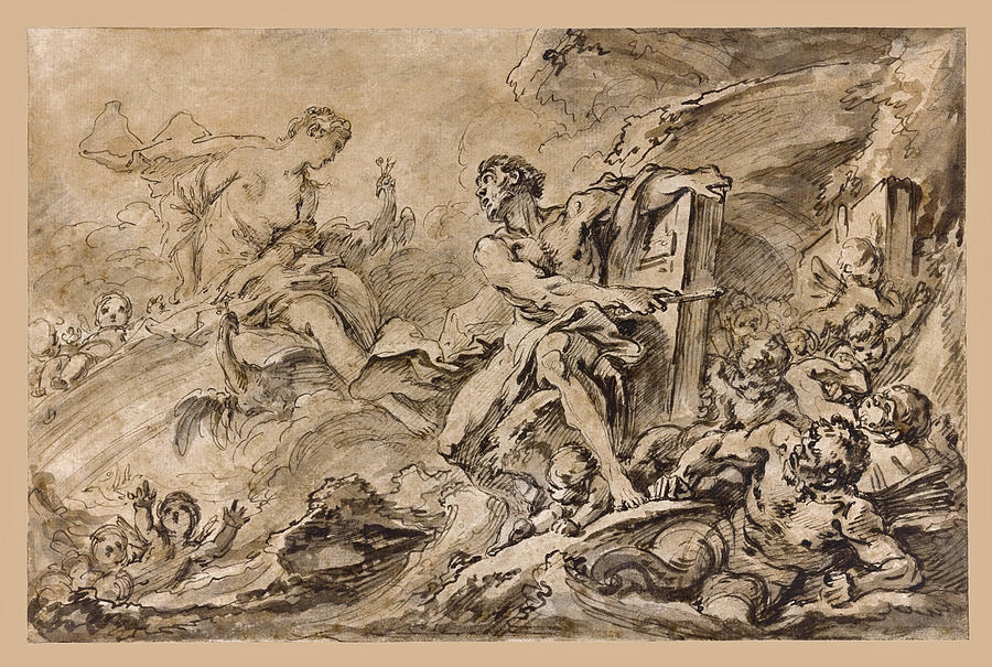Juno Asking Aeolus to Release the Winds Drawing by Francois Boucher
