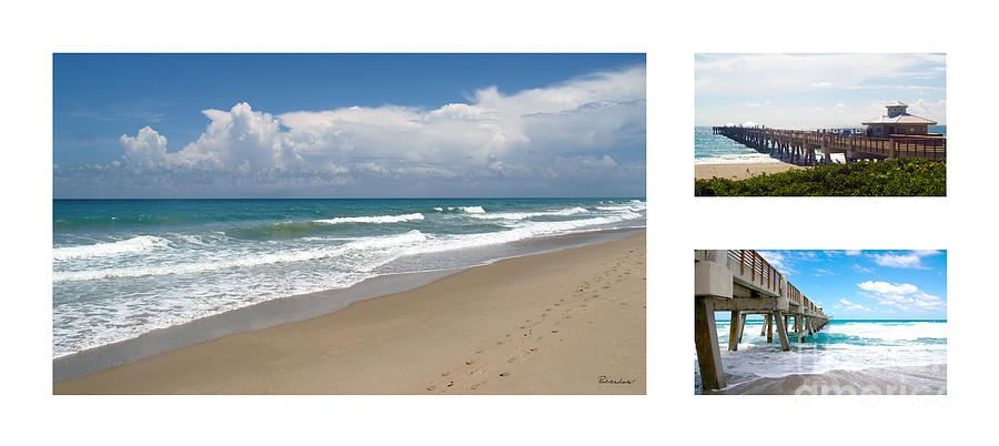 Juno Beach Pier Florida Seascape Collage 2 Photograph by Ricardos Creations