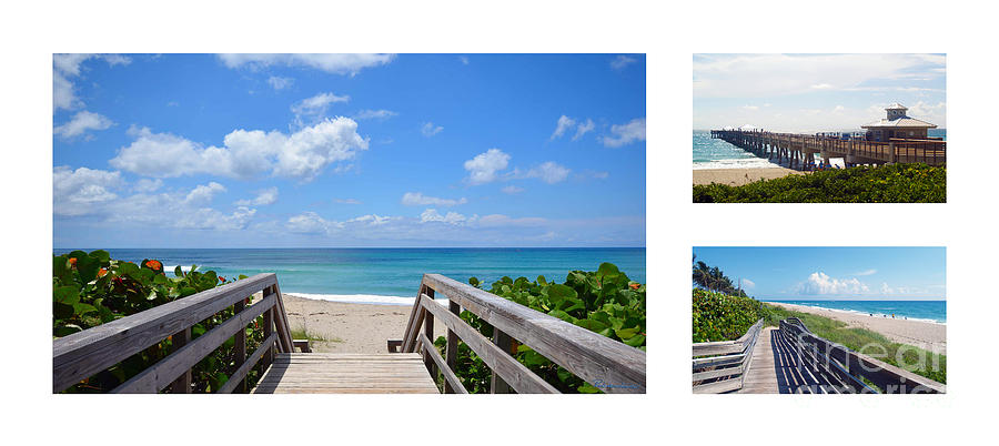 Juno Beach Pier Florida Seascape Collage 6 Photograph by Ricardos Creations