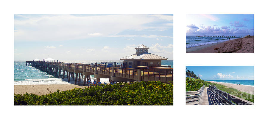 Juno Beach Pier Florida Seascape Collage 8 Photograph by Ricardos Creations