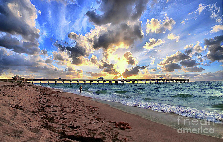 Juno Photograph - Juno Beach Pier Florida Sunrise Seascape D7 3 by Ricardos Creations