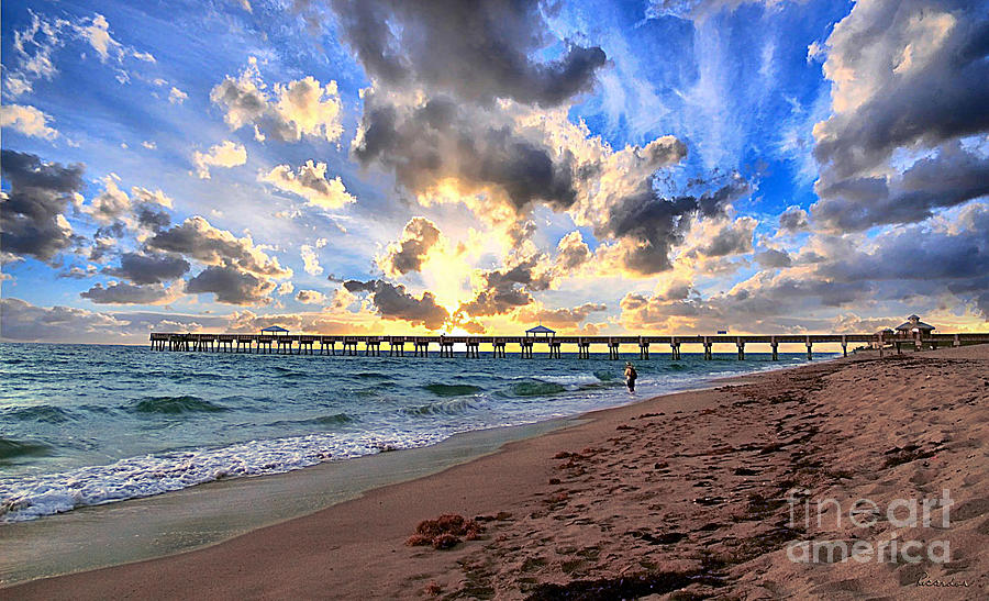 Juno Beach Pier Florida Sunrise Seascape D7 Photograph by Ricardos Creations