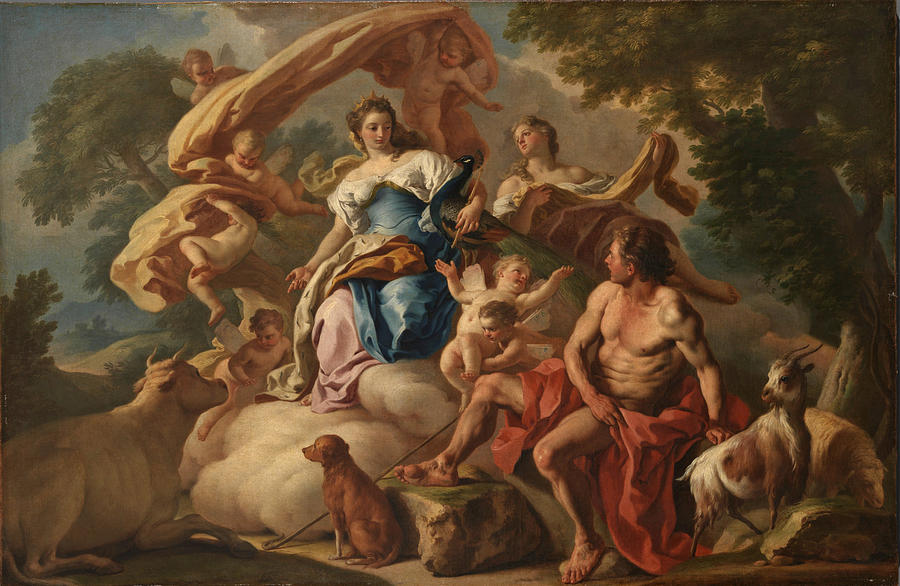 Juno confiding Io to Argus Painting by Francesco de Mura