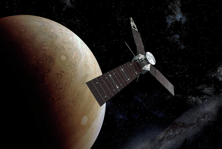 Juno Spacecraft at Jupiter Digital Art by Erik Simonsen