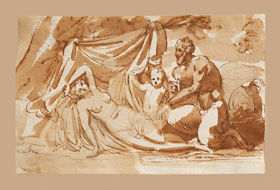 Jupiter as Satyr and Antiope Drawing by Bertel Thorvaldsen
