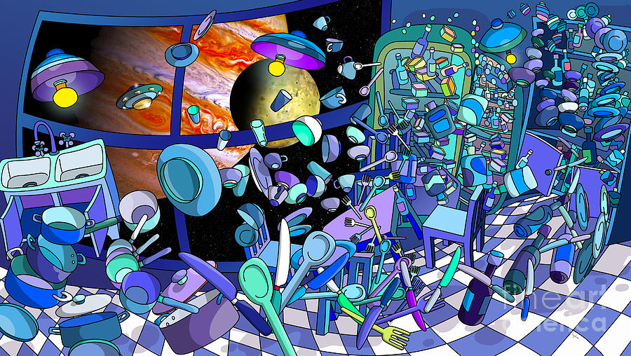 Surrealism Digital Art - Jupiter Flyby - View From Kitchen #4 by Cuong Huynh Surrealism Digital Art - Jupiter Flyby - View From Kitchen #4 by Cuong Huynh