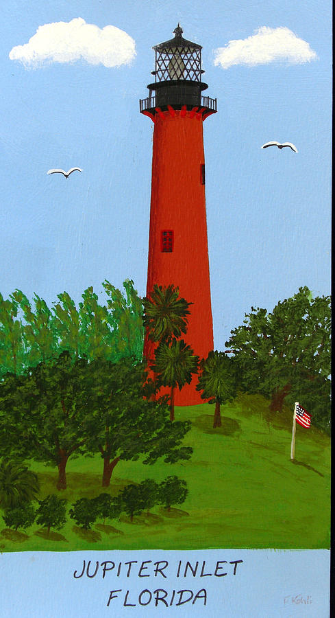 Jupiter Inlet Lighthouse Painting Painting By Frederic Kohli Pixels